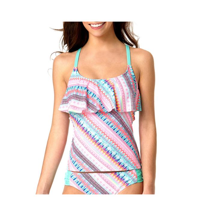 Arizona Bliss Flounce Tankini Swim Top - Juniors