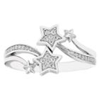 Enchanted Disney Fine Jewelry Womens 1/10 Ct. T.w. Genuine White Diamond Sterling Silver Bypass Ring