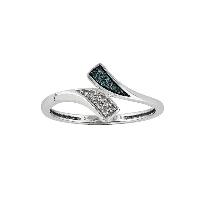 White And Color-enhanced Blue Diamond-accent Bypass Ring