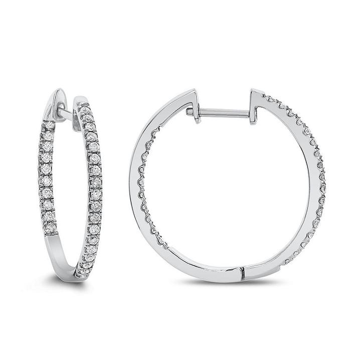 1/2 Ct. T.w. Genuine White Diamond 14k Gold 24.1mm Hoop Earrings