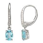 Swiss Blue Topaz & Lab-created Sapphire Drop Earrings