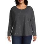 A.n.a Long Sleeve Printed Pocket T-shirt - Plus
