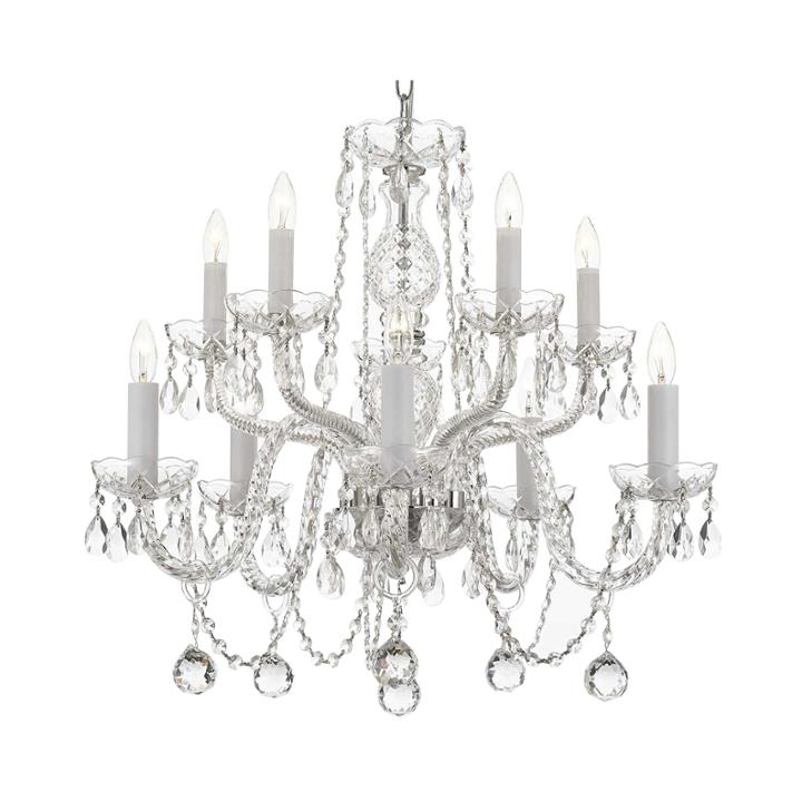 10-light Venetian-style Crystal Chandelier With Faceted Crystal Balls