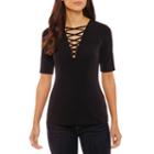 Bold Elements Long Sleeve V Neck Knit Blouse-plus