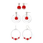 Mixit&trade; Red Silver-tone 3-pr. Drop Earrings Set