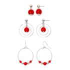 Mixit&trade; Red Silver-tone 3-pr. Drop Earrings Set