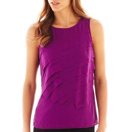 Worthington Sleeveless Tiered Blouse