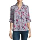 By & By 3/4 Sleeve Collar Neck Dobby Blouse-juniors