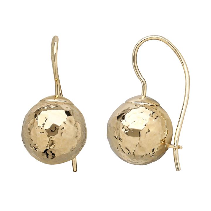 Infinite Gold&trade; 14k Yellow Gold Hammered Drop Earrings
