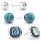 3 Pair Green Abalone Earring Sets