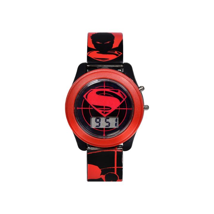 Dc Comics Batman Vs. Superman Lcd Flash Dial With Printed Red Superman Watch