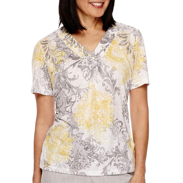 Alfred Dunner Santa Clara Short-sleeve Printed Top