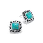 Color-enhanced Turquoise Sterling Silver Square Stud Earrings