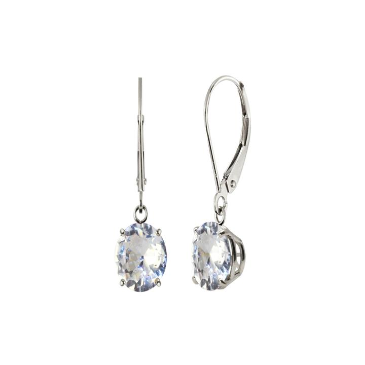 Round Lab-created White Sapphire Sterling Silver Earrings