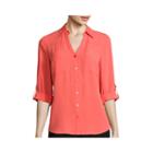 By & By 3/4-sleeve Solid Button-front Shirt