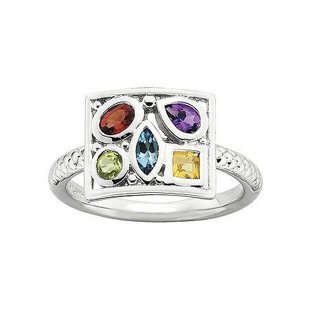 Personally Stackable Sterling Silver Multi-gemstone Ring