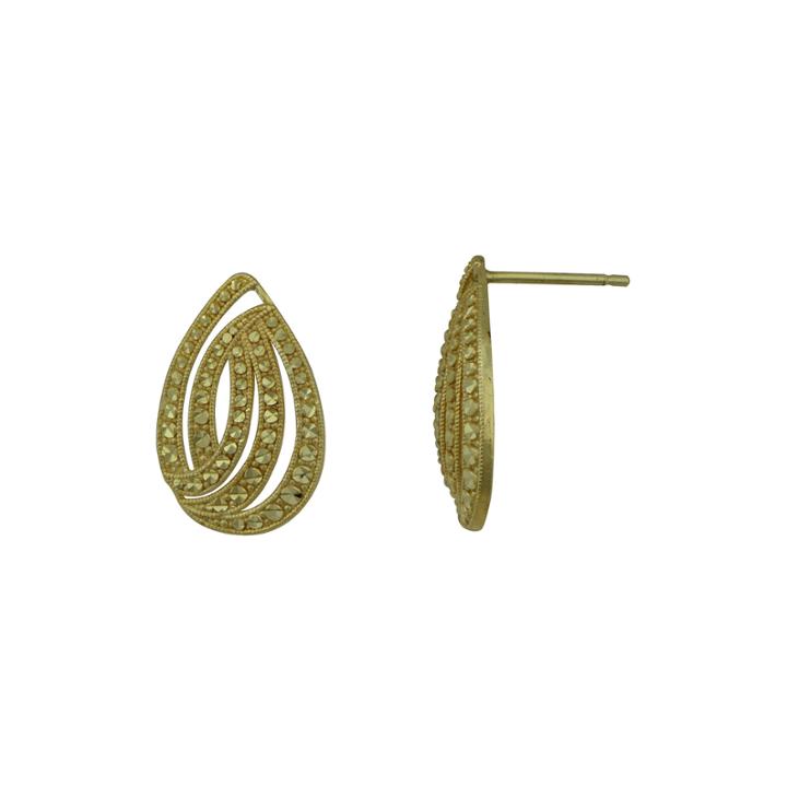 14k Yellow Gold Diamond-cut Teardrop Earrings