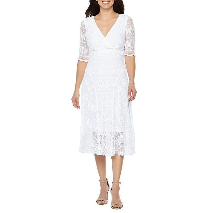 Rabbit Rabbit Rabbit Design Short Sleeve Lace Fit & Flare Dress