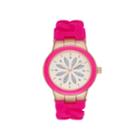 Womens Pink Chain Silicone Strap Watch