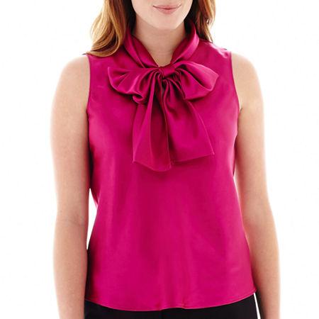Black Label By Evan-picone Sleeveless Bow Blouse