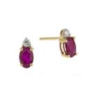 Limited Quantities Lead Glass-filled Ruby And Diamond-accent Stud Earrings