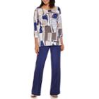 Alfred Dunner Crescent City 3/4 Sleeve Colorblock Top