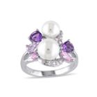 Cultured Freshwater Pearl And Genuine Amethyst Ring