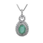1/3 Ct. T.w. Diamond And Genuine Emerald 10k Gold Oval Drop Pendant Necklace