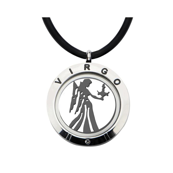 Virgo Zodiac Reversible Stainless Steel Locket Pendant Necklace