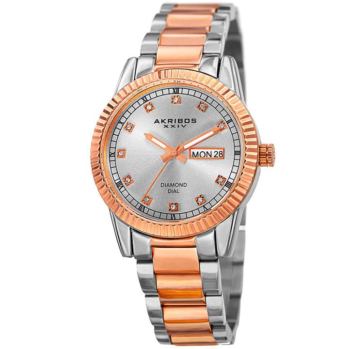 Akribos Xxiv Womens Two Tone Strap Watch-a-965ttr