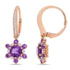 1/10 Ct. T.w. Genuine Purple Amethyst 10k Rose Gold Star Drop Earrings