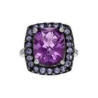 Genuine Amethyst, Tanzanite And White Topaz Sterling Silver Ring