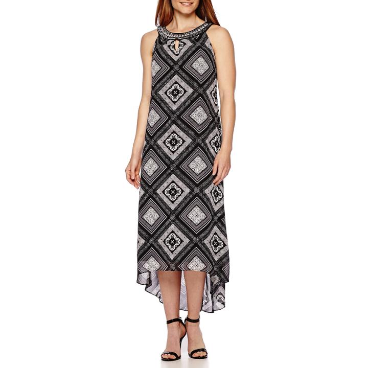 R & K Originals Sleeveless Beaded Hi-low Maxi Dress