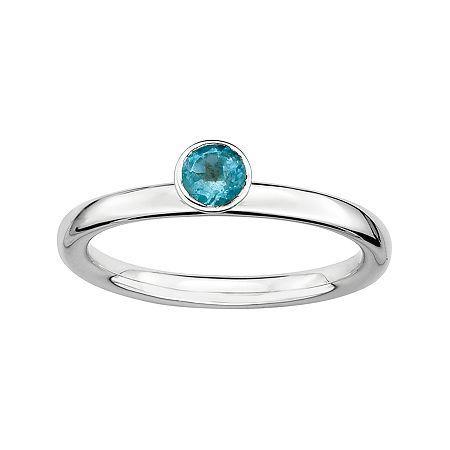 Personally Stackable Genuine Blue Topaz Sterling Silver Ring