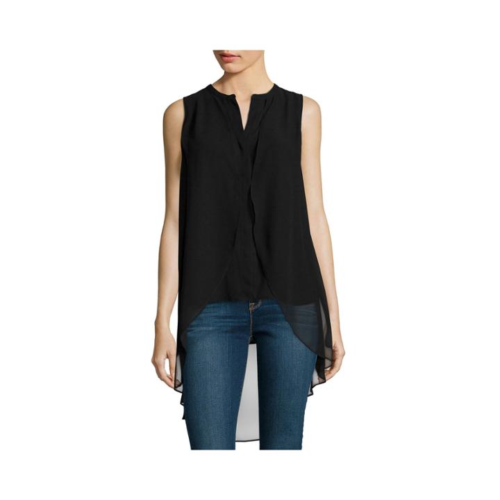 A.n.a Chiffon Overlay Button-front Tank Top