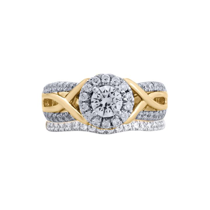 Modern Bride Signature 1 Ct. T.w. Diamond 14k Yellow Gold Bridal Ring Set