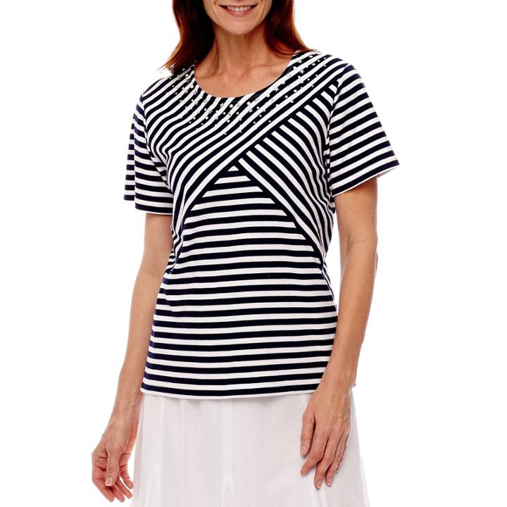 Alfred Dunner Lady Liberty Short Sleeve Stripe T-shirt