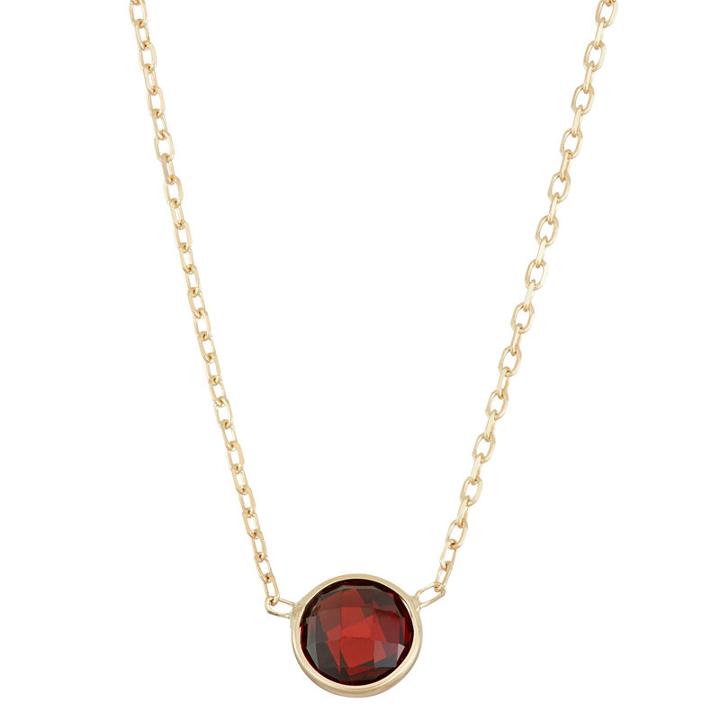 Womens Red Garnet 10k Gold Pendant Necklace