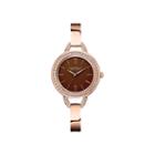 Caravelle New York Womens Brown With Rose-tone Bangle Watch 44l134