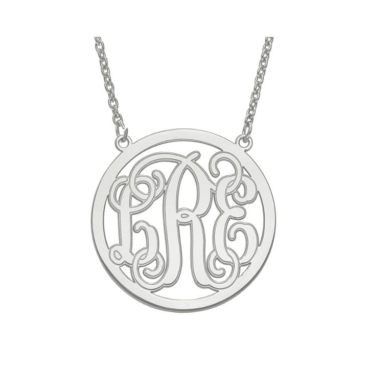 Personalized 32mm Circle Monogram Pendant Necklace