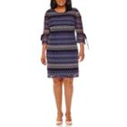 R & K Originals Long Tie-sleeve Stripe Lace Sheath Dress - Plus