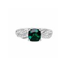 Womens Lab Created Emerald & Lab-created White Sapphire Sterling Silver Cocktail Ring