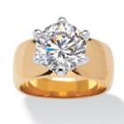 Diamonart Womens 4 Ct. T.w. Round White Cubic Zirconia Gold Over Brass Engagement Ring