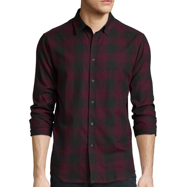 No Retreat Long-sleeve Plaid Button-up Woven Shirt
