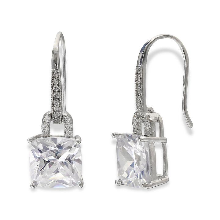 Silver Enchantment&trade; Cushion-cut Cubic Zirconia Sterling Silver Drop Earrings