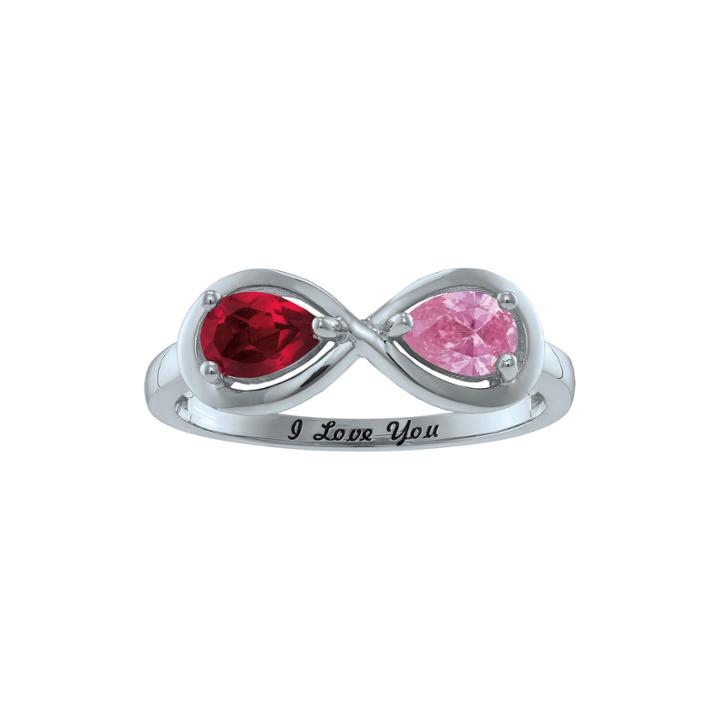 Personalized Infinity Symbol Birthstone Ring