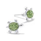 Silver Treasures Round Green Stud Earrings