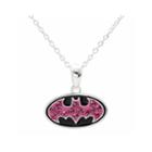 Dc Comics Batman Sterling Silver Pink Crystal Pendant Necklace