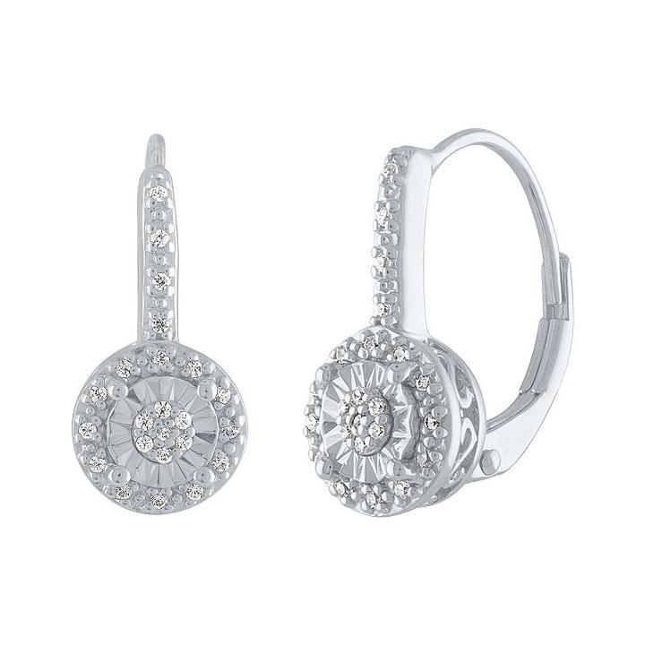 1/10 Ct. T.w. Genuine White Diamond Sterling Silver 15mm Stud Earrings