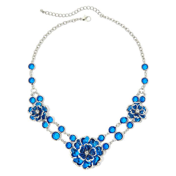 Mixit&trade; Blue Bead 3-flower Necklace
